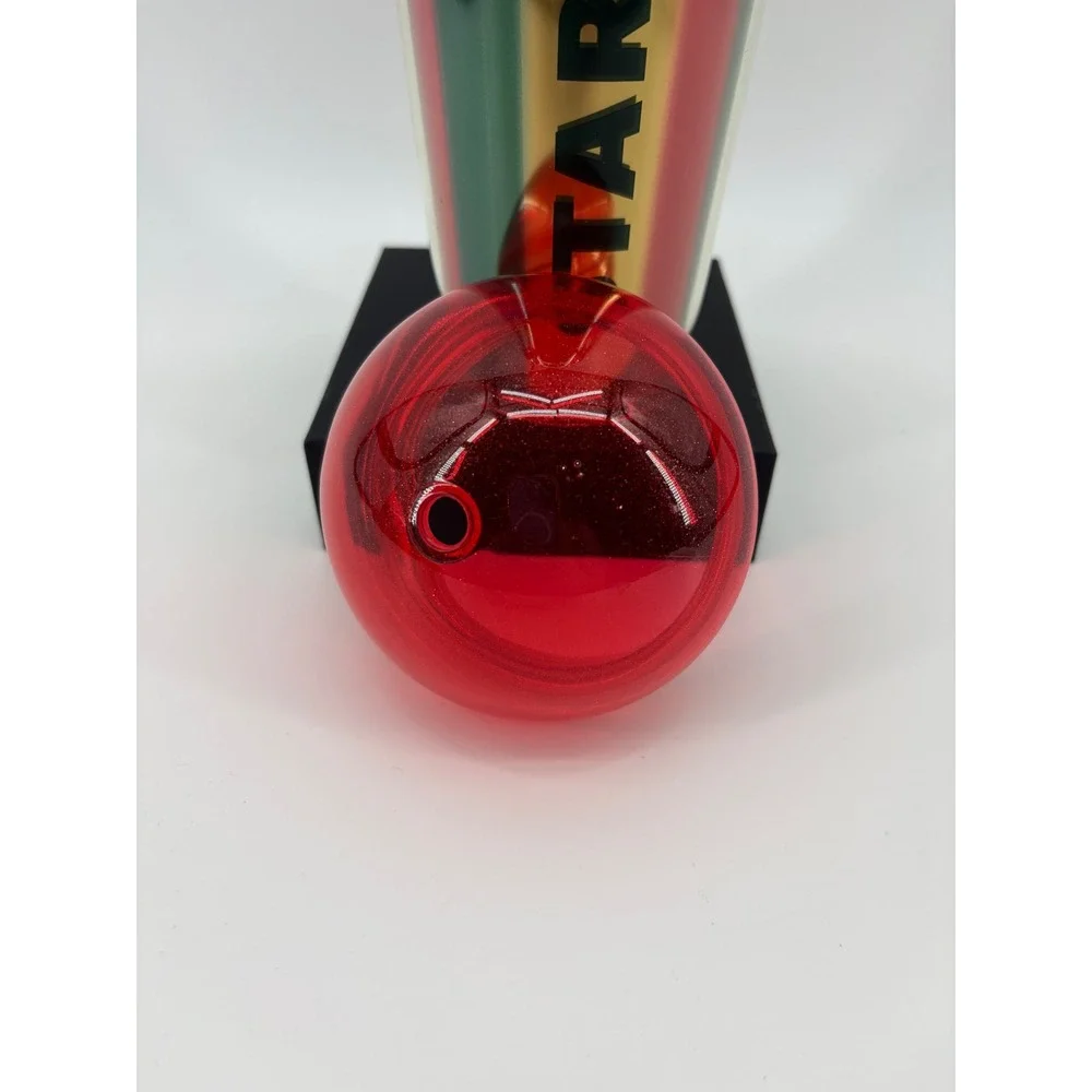 Starbucks 24oz Red Green Gold Striped Limited Edition Holiday Dome Lid Cold Cup